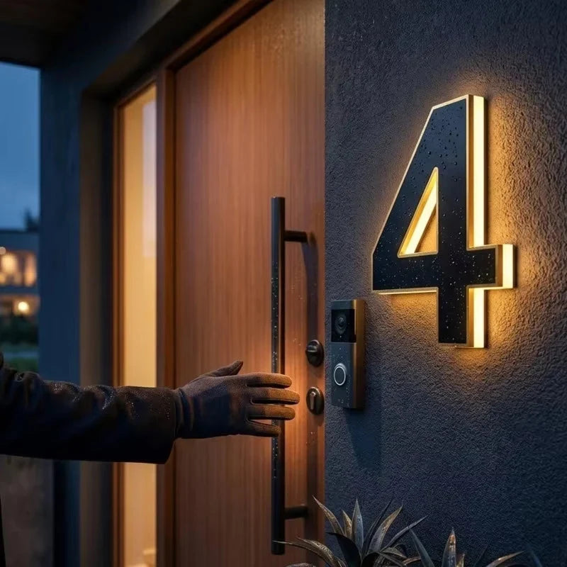 Solar House Numbers with LED Backlit Automatic Dusk Lighting and Powered Address Sign - Image 2