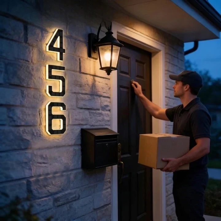 Solar House Numbers with LED Backlit Automatic Dusk Lighting and Powered Address Sign - Image 3