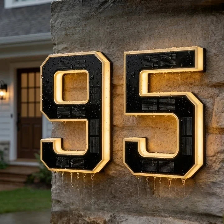 Solar House Numbers with LED Backlit Automatic Dusk Lighting and Powered Address Sign - Image 4