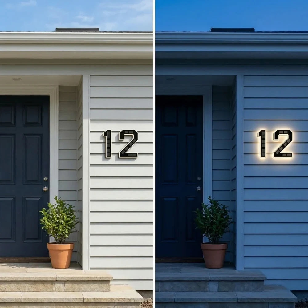 Solar House Numbers with LED Backlit Automatic Dusk Lighting and Powered Address Sign - Image 5