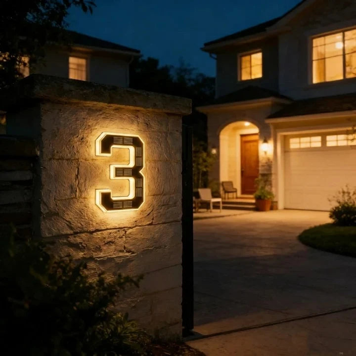 Solar House Numbers with LED Backlit Automatic Dusk Lighting and Powered Address Sign - Image 7