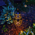 Solar Lantern for Garden with Floral Cutout Design and Hanging Powered Yard Light - Image 1