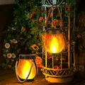Solar Lantern with Flickering Flame Effect and Rope Handle for Garden Outdoor Lighting - Image 1