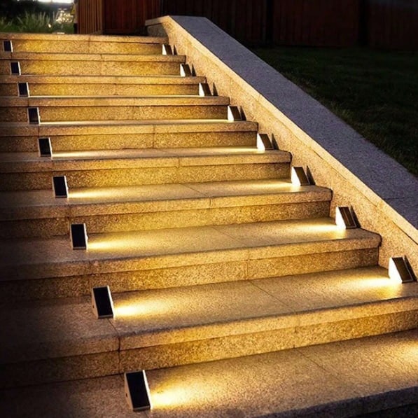 Solar Outdoor Lighting Deck Lights Step Waterproof LED Triangular Stair - Image 1