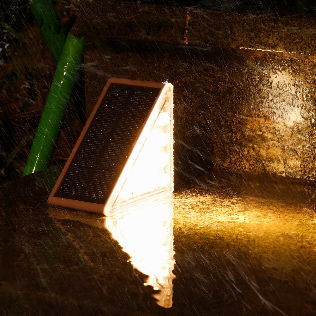 Solar Outdoor Lighting Deck Lights Step Waterproof LED Triangular Stair - Image 13