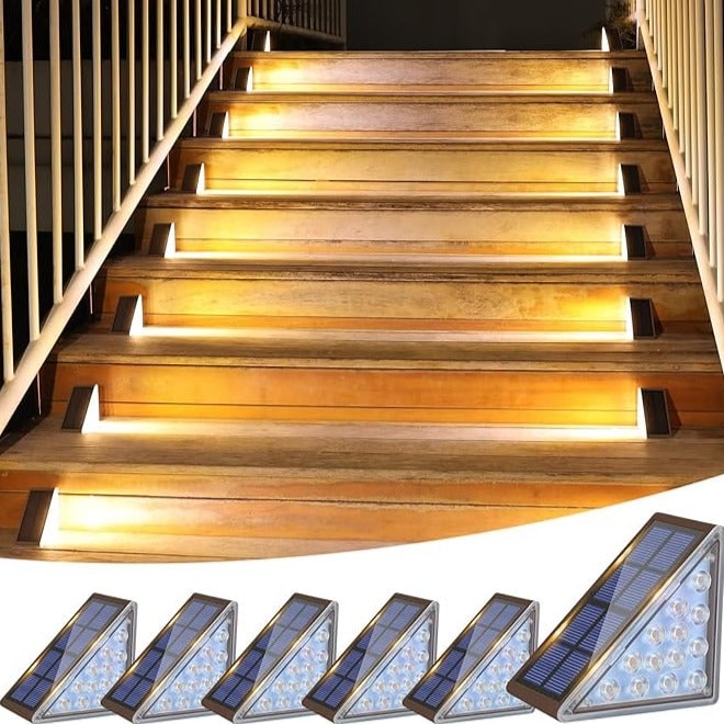 Solar Outdoor Lighting Deck Lights Step Waterproof LED Triangular Stair - Image 6