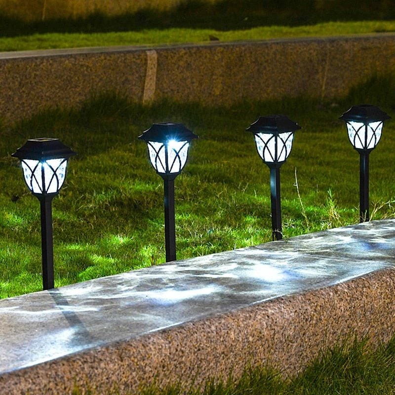 Solar Path Lights Garden Outdoor Crackle Glass Stake Warm Cool White Wireless Lighting - Image 3