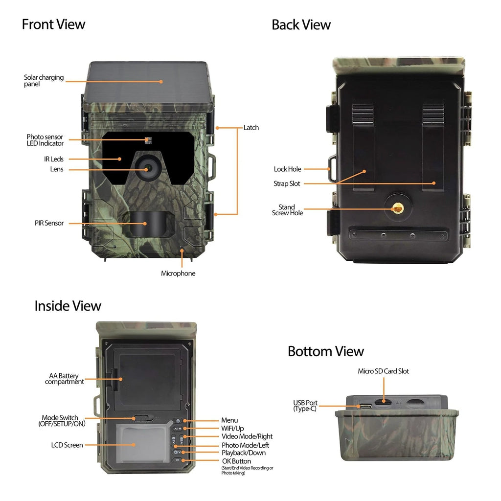 Solar Powered Cell Trail Camera with Night Vision Motion Sensor and Sd Card Slot - Image 3