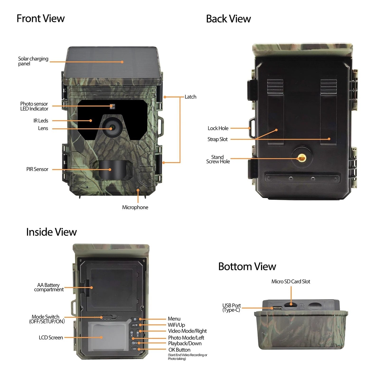 Solar Powered Cell Trail Camera with Night Vision Motion Sensor and Sd Card Slot - Image 3