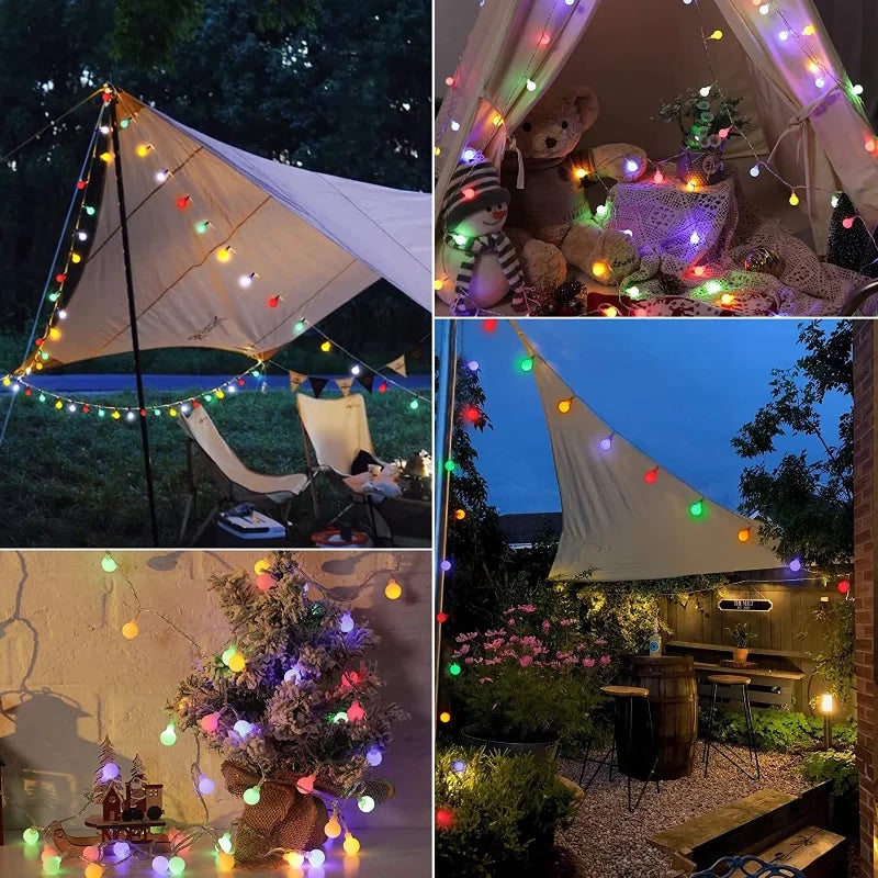 Solar String Lights Outdoor with Frosted Globe Bulbs and Powered Yard Lighting Exterior - Image 1