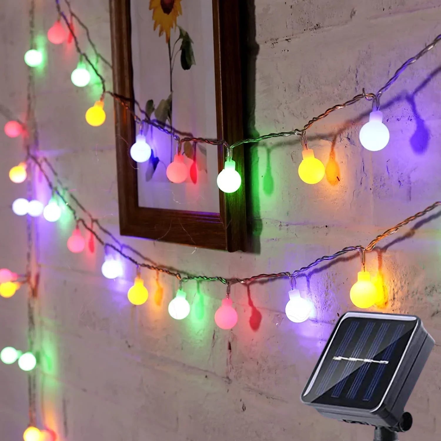 Solar String Lights Outdoor with Frosted Globe Bulbs and Powered Yard Lighting Exterior - Image 2
