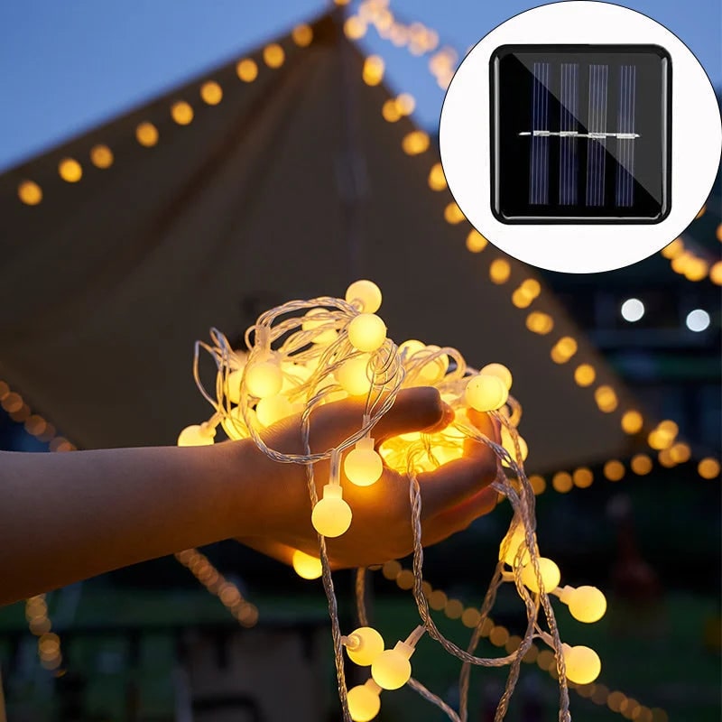 Solar String Lights Outdoor with Frosted Globe Bulbs and Powered Yard Lighting Exterior - Image 3