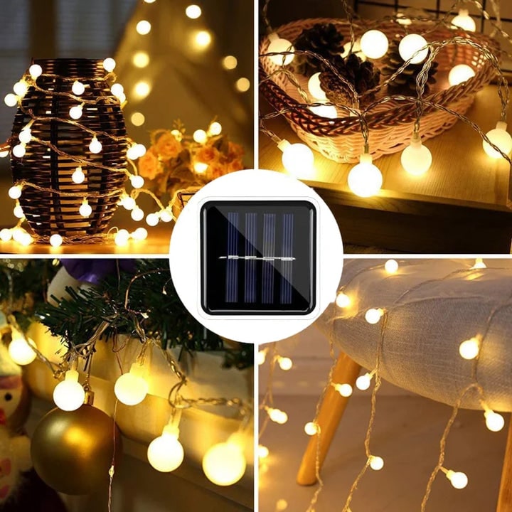 Solar String Lights Outdoor with Frosted Globe Bulbs and Powered Yard Lighting Exterior - Image 5