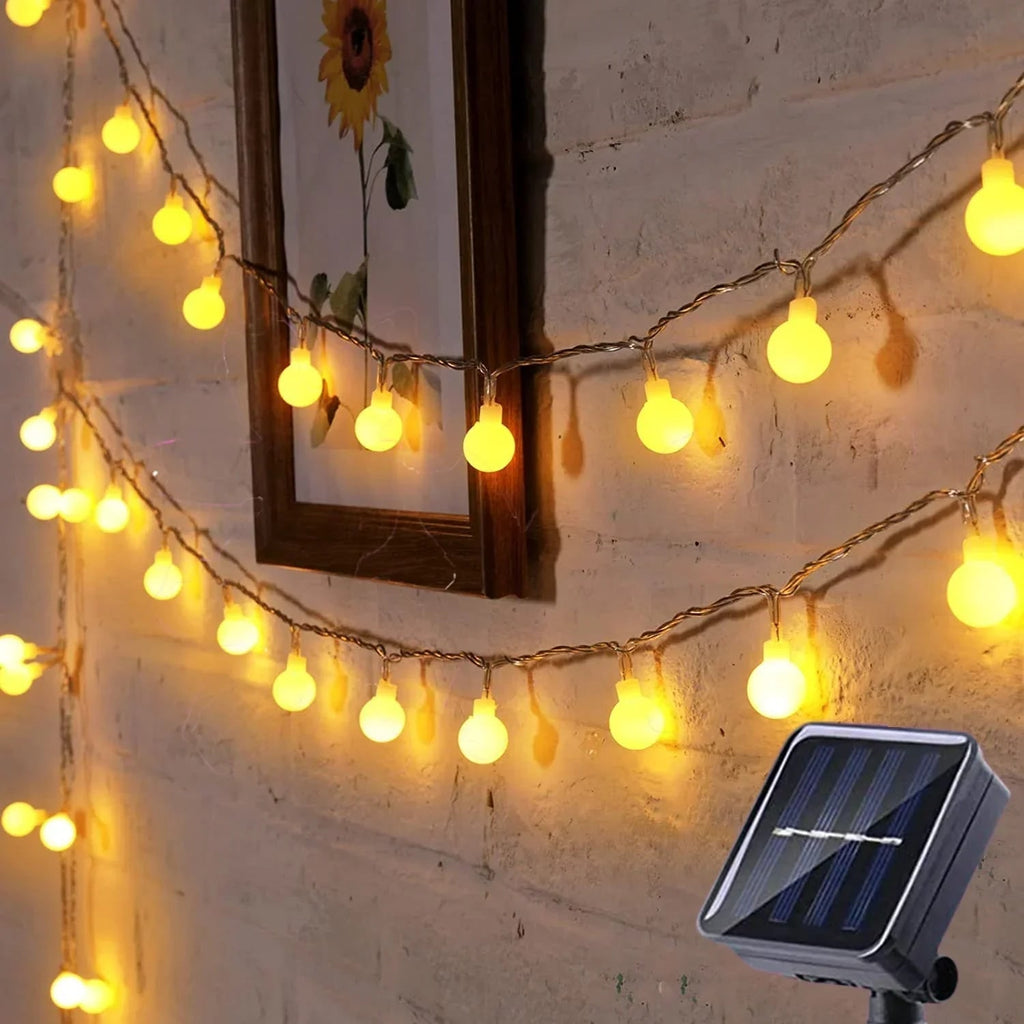 Solar String Lights Outdoor with Frosted Globe Bulbs and Powered Yard Lighting Exterior - Image 8