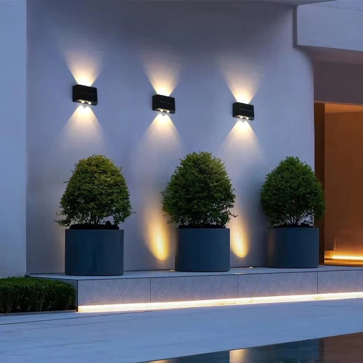 Solar Wall Lights Outdoor with Dual Beam LED and Warm Cool White Up Down Lighting - Image 2
