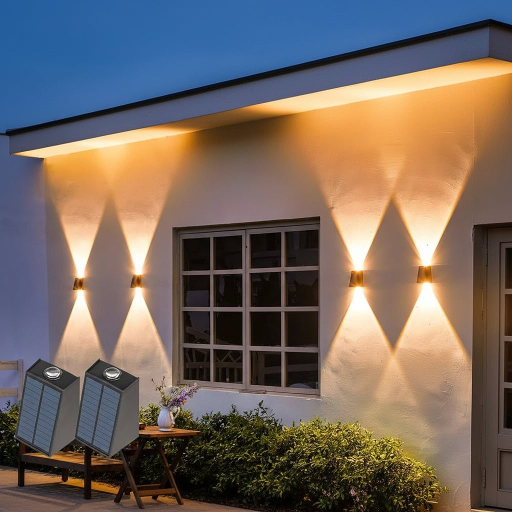 Solar Wall Lights Outdoor with Up and Down Lighting Weatherproof Powered Exterior - Image 2
