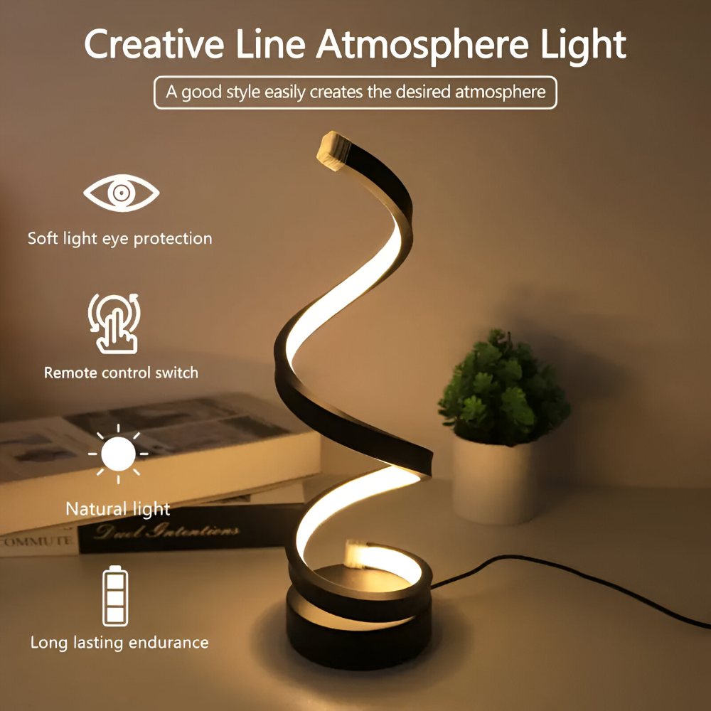 Spiral LED Table Lamp with Adjustable Color Temperature for Desk and Dining Room - Image 10
