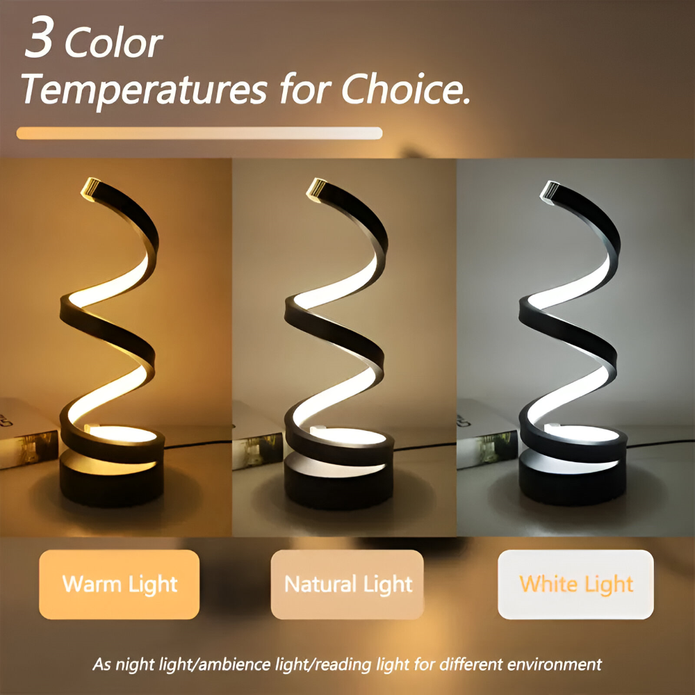 Spiral LED Table Lamp with Adjustable Color Temperature for Desk and Dining Room - Image 11