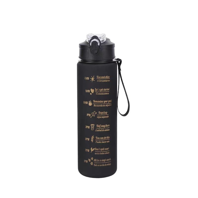 Sports Water Bottle Motivational Time Markings Frosted Flip Top Portable Tracker - Image 10