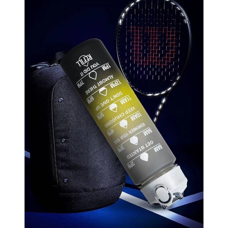 Sports Water Bottle Motivational Time Markings Frosted Flip Top Portable Tracker - Image 12