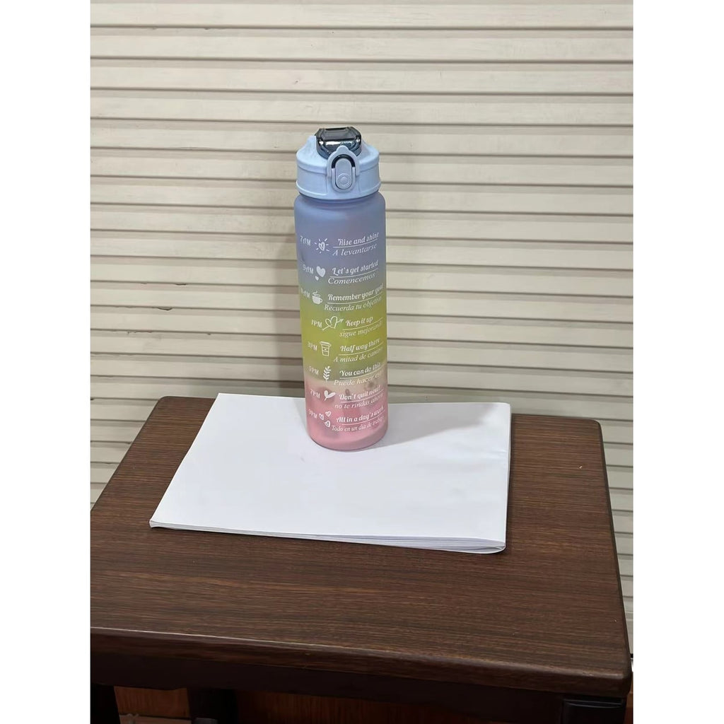 Sports Water Bottle Motivational Time Markings Frosted Flip Top Portable Tracker - Image 13