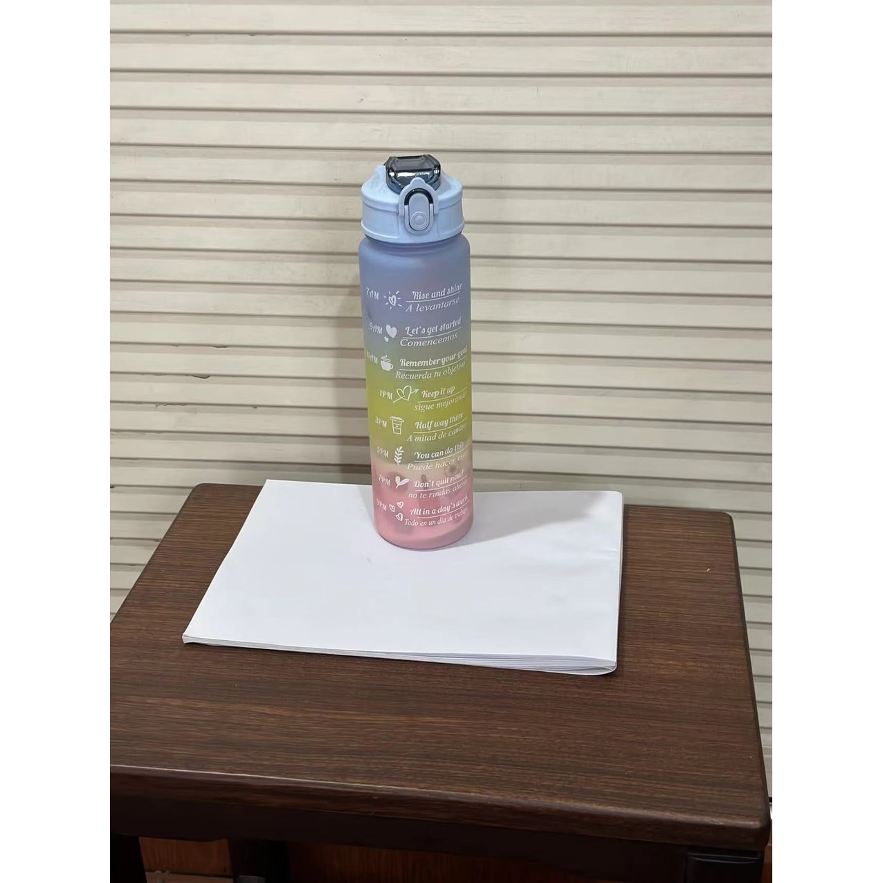 Sports Water Bottle Motivational Time Markings Frosted Flip Top Portable Tracker - Image 13