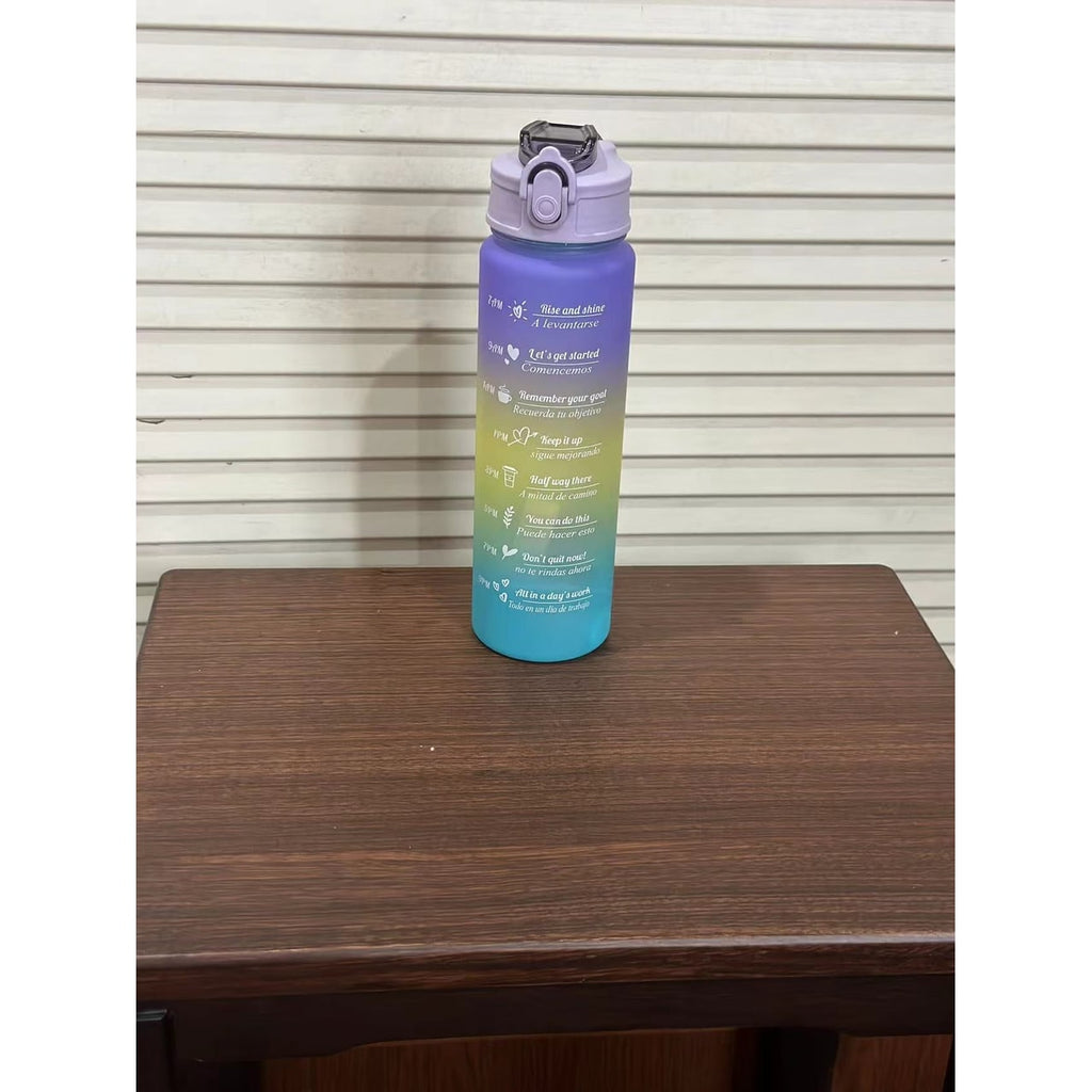 Sports Water Bottle Motivational Time Markings Frosted Flip Top Portable Tracker - Image 14