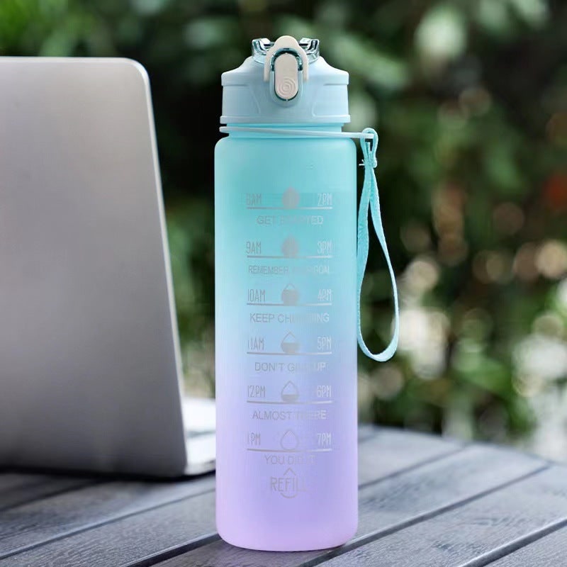 Sports Water Bottle Motivational Time Markings Frosted Flip Top Portable Tracker - Image 4
