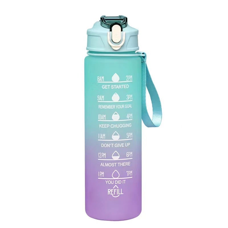 Sports Water Bottle Motivational Time Markings Frosted Flip Top Portable Tracker - Image 5