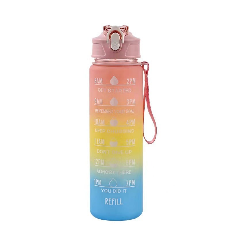 Sports Water Bottle Motivational Time Markings Frosted Flip Top Portable Tracker - Image 6