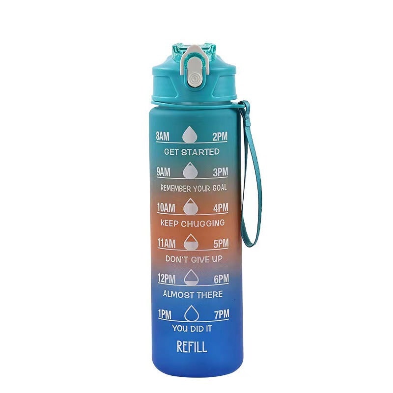 Sports Water Bottle Motivational Time Markings Frosted Flip Top Portable Tracker - Image 7