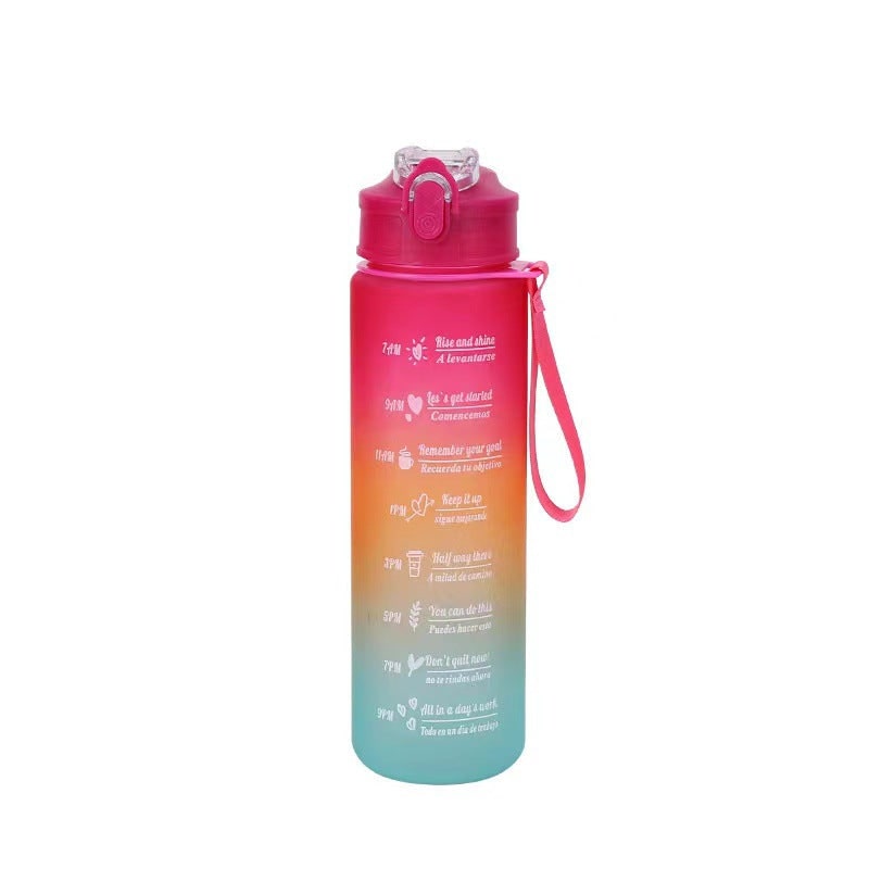 Sports Water Bottle Motivational Time Markings Frosted Flip Top Portable Tracker - Image 8