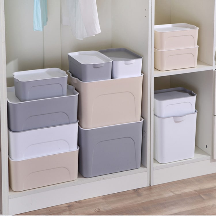 Stackable Plastic Storage Bin and Container with Lid Integrated Handles and Nestable Design - Image 6