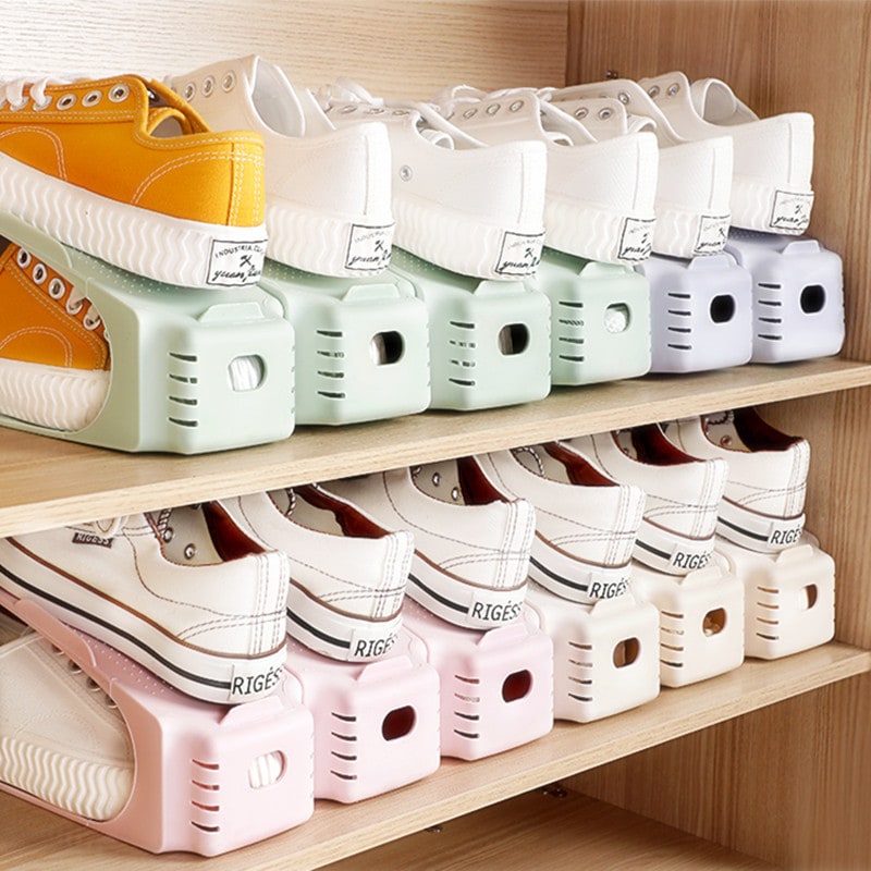 Stackable Shoe Rack with Adjustable Shelves for Closet Storage and Organization Shelf Bench - Image 12