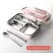 Stainless Steel Bento Lunch Box with Airtight Lid Compartments and Included Utensils - Image 4