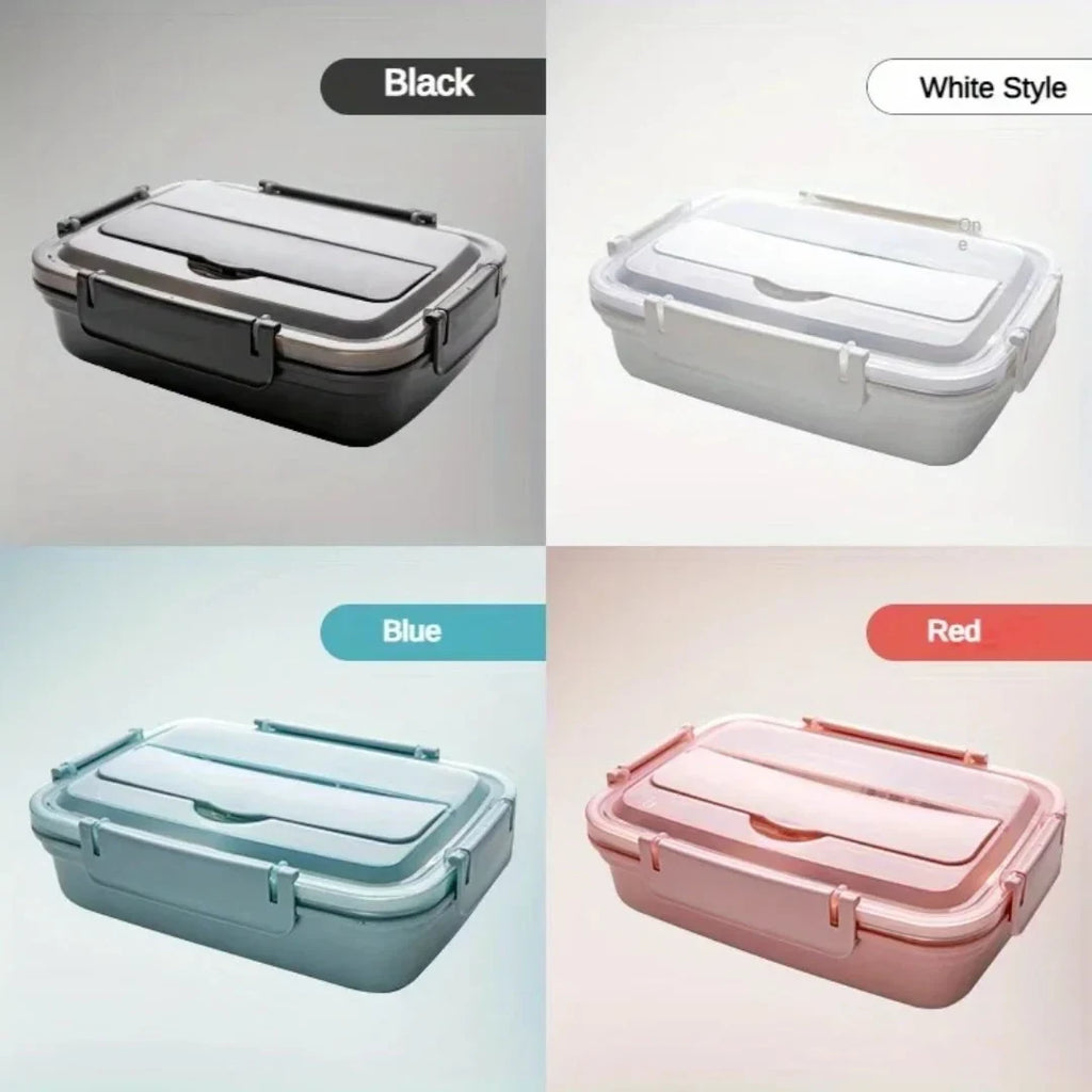 Stainless Steel Bento Lunch Box with Airtight Lid Compartments and Included Utensils - Image 7