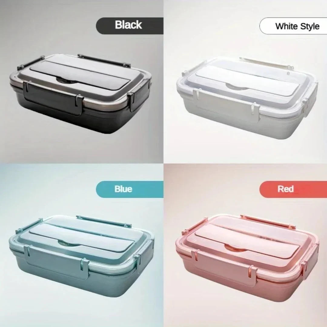Stainless Steel Bento Lunch Box with Airtight Lid Compartments and Included Utensils - Image 7