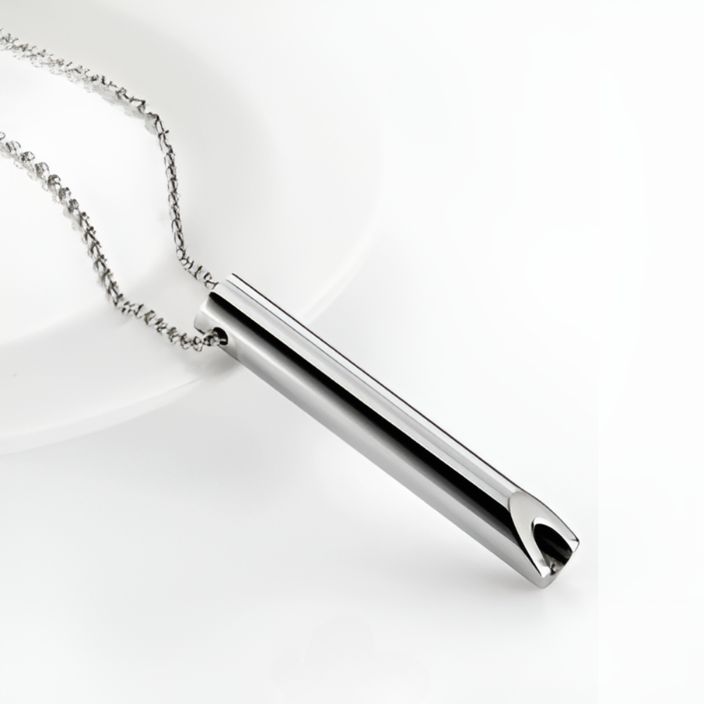 Stainless Steel Breathing Necklace for Stress Relief and Anxiety with Hollow Tube Pendant - Image 4