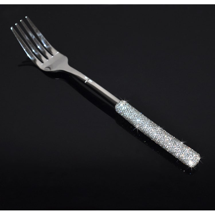 Stainless Steel Flatware Set with Rhinestone Encrusted Handles 18 10 Service for 12 - Image 1