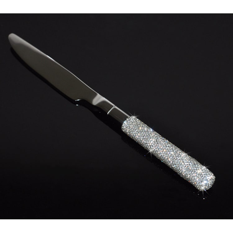 Stainless Steel Flatware Set with Rhinestone Encrusted Handles 18 10 Service for 12 - Image 7