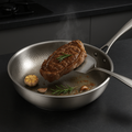 Stainless Steel Frying Pan Uncoated Hammered Brushed Ergonomic Handle - Image 4
