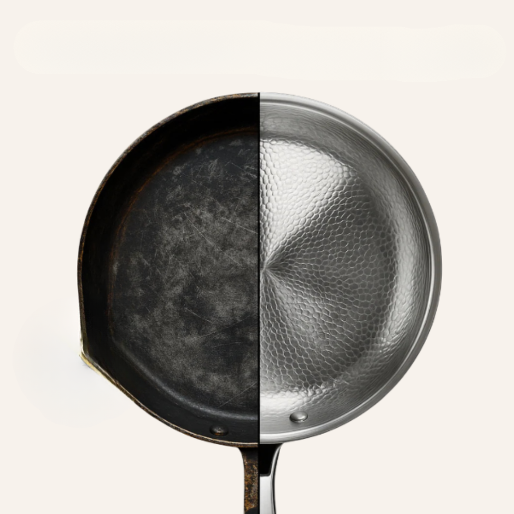 Stainless Steel Frying Pan with Induction Base Hammered Interior and Ergonomic Handle - Image 5