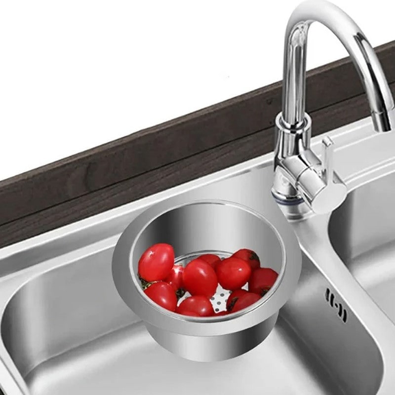 Stainless Steel Sink Strainer Basket with Drain Filtration and Faucet Hook Floor - Image 1
