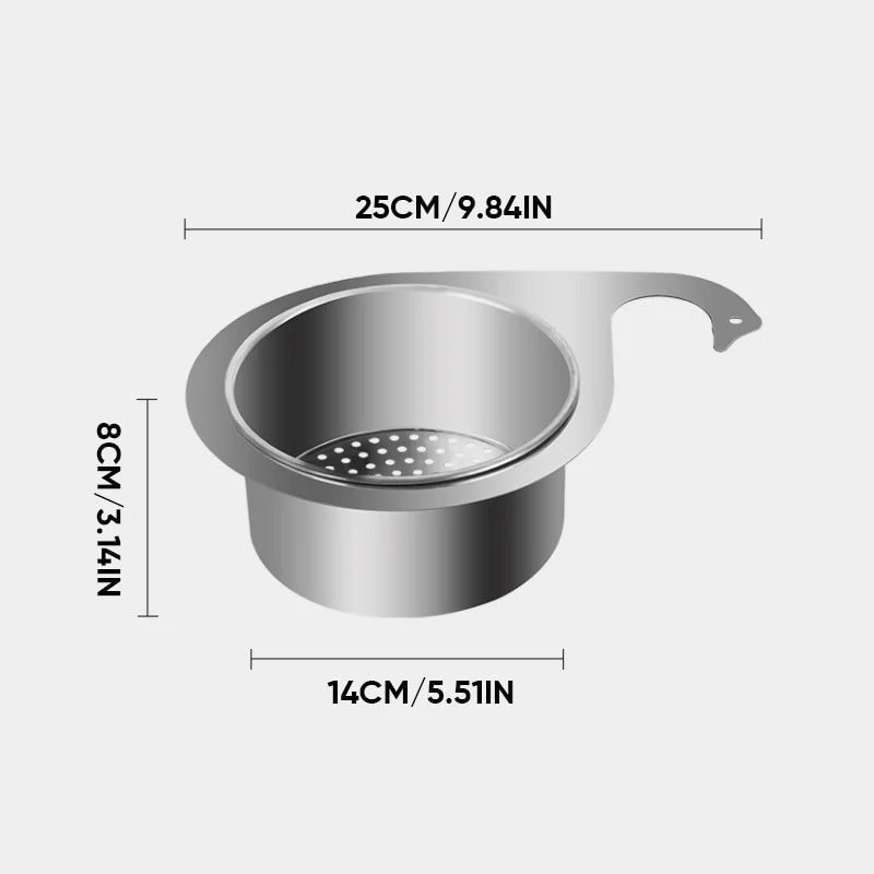 Stainless Steel Sink Strainer Basket with Drain Filtration and Faucet Hook Floor - Image 11