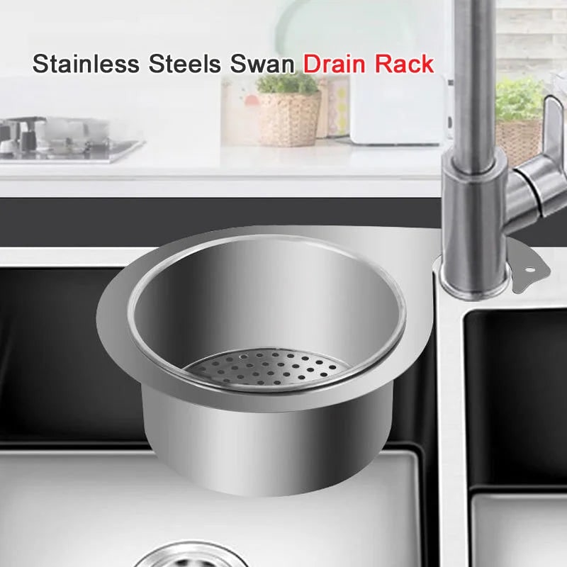 Stainless Steel Sink Strainer Basket with Drain Filtration and Faucet Hook Floor - Image 3