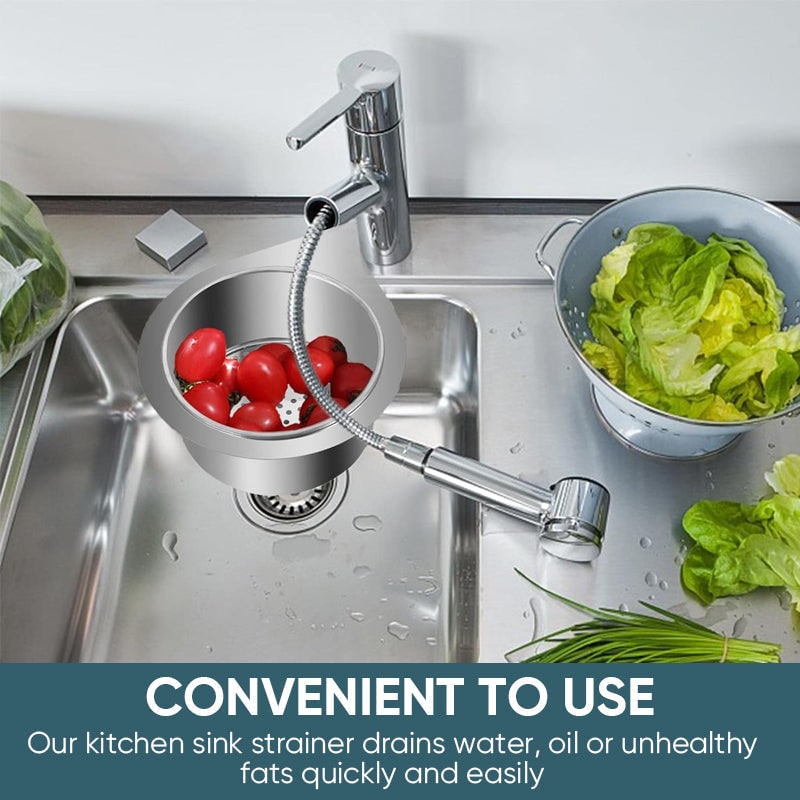 Stainless Steel Sink Strainer Basket with Drain Filtration and Faucet Hook Floor - Image 4