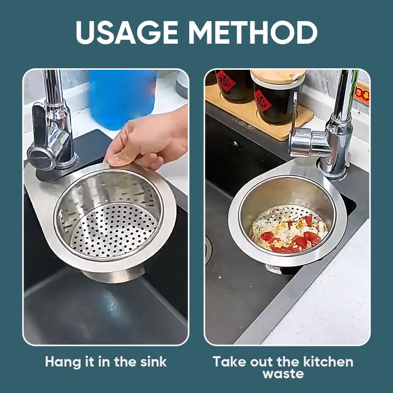Stainless Steel Sink Strainer Basket with Drain Filtration and Faucet Hook Floor - Image 5