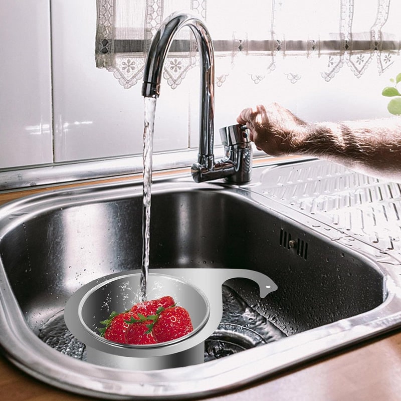Stainless Steel Sink Strainer Basket with Drain Filtration and Faucet Hook Floor - Image 9