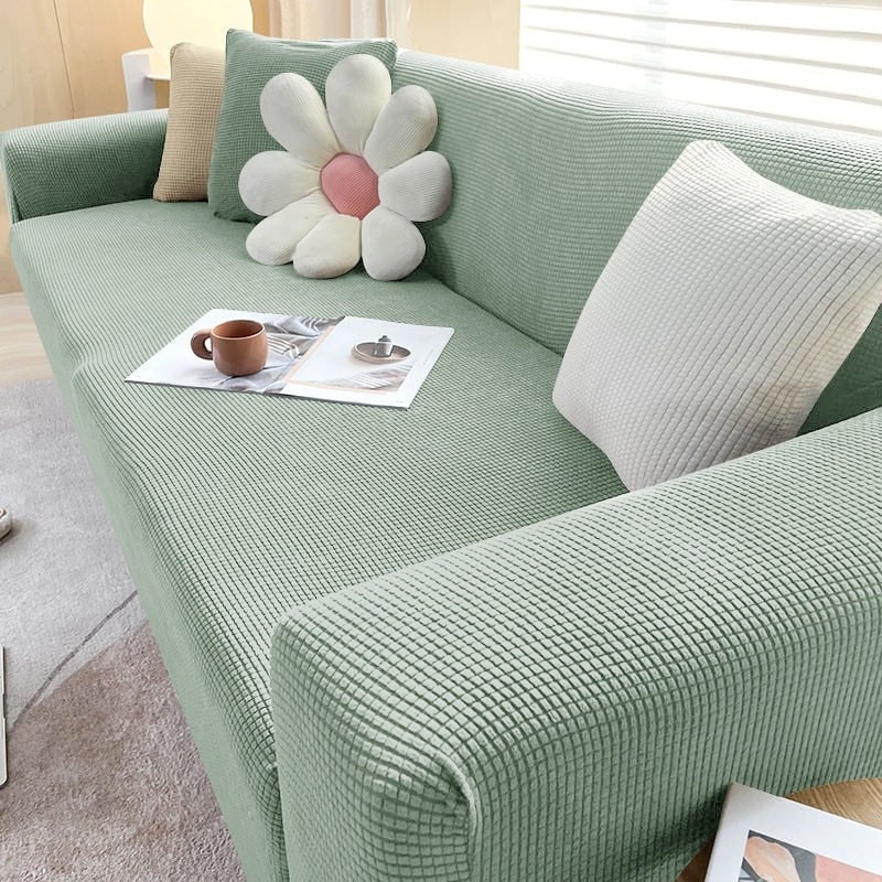 Stretch Sofa Cover and Cotton Slipcovers with Elastic Waffle Knit Texture for Three Seater Couch - Image 5