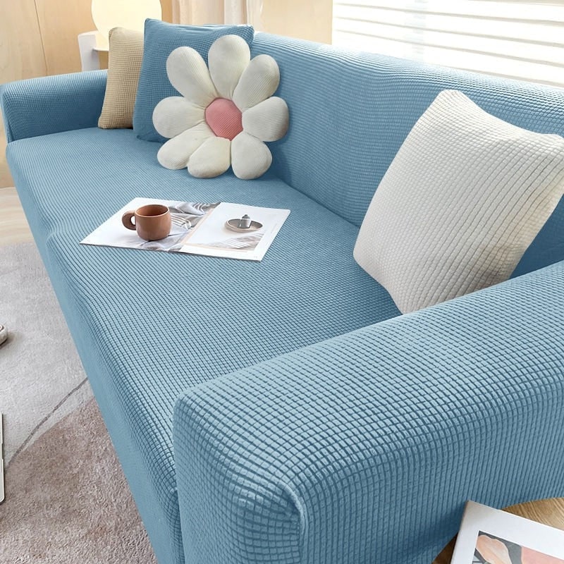Stretch Sofa Cover and Cotton Slipcovers with Elastic Waffle Knit Texture for Three Seater Couch - Image 6